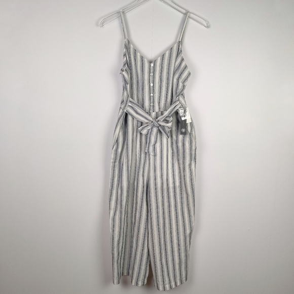 As U Wish Button Tie Front Linen Jumpsuit - Picture 3 of 4